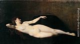 Donna sul divano nero by Jean-Jacques Henner
